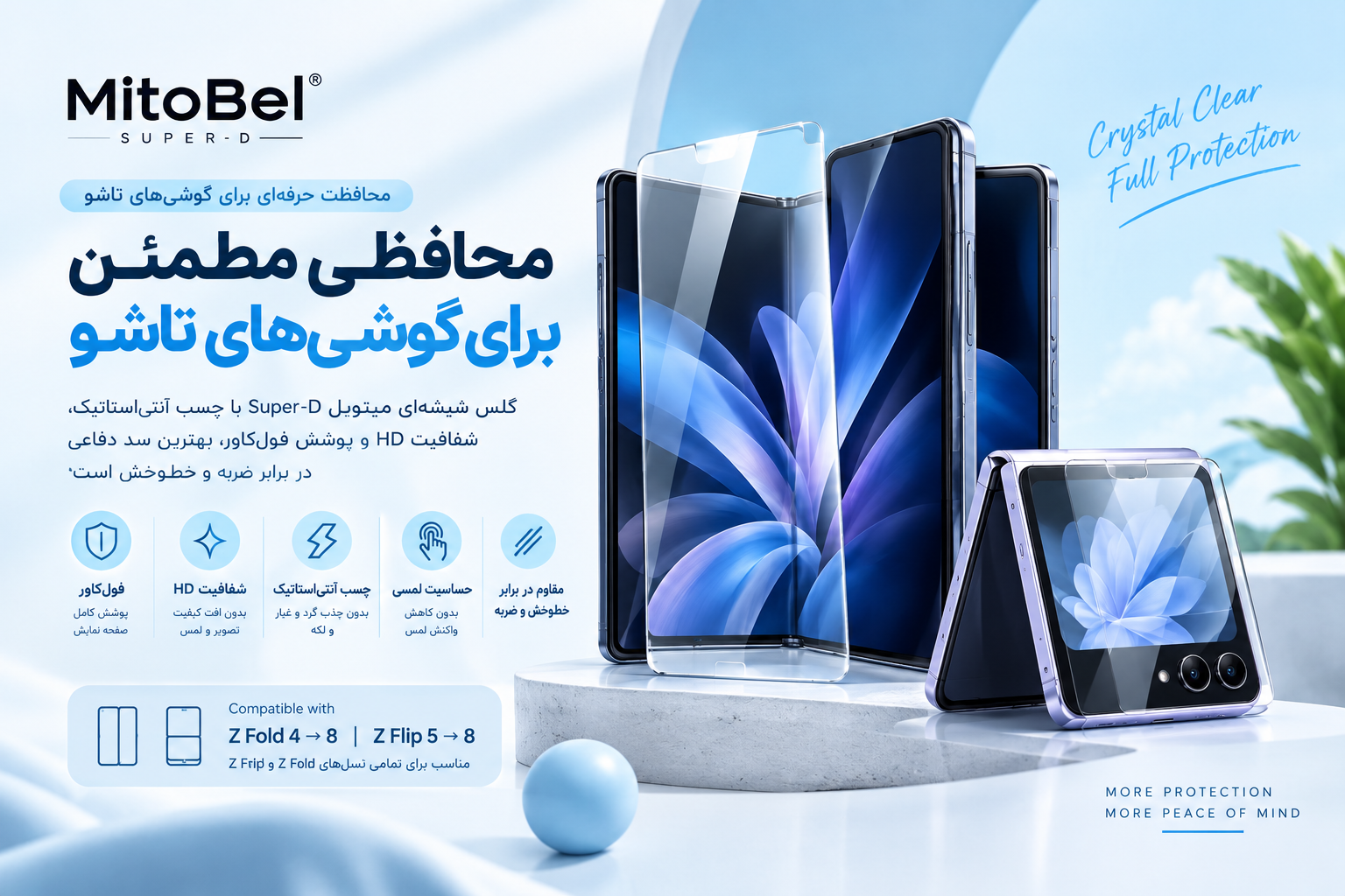 خرید گلس میتوبل Super-D سامسونگ Z Fold و Z Flip (فول کاور اصل)
