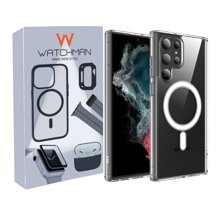 خرید کاور واچ من مدل Clear magsafe مناسب برای گوشی موبایل سامسونگ Galaxy S22 Ultra با کیفیت عالی از Zarvan