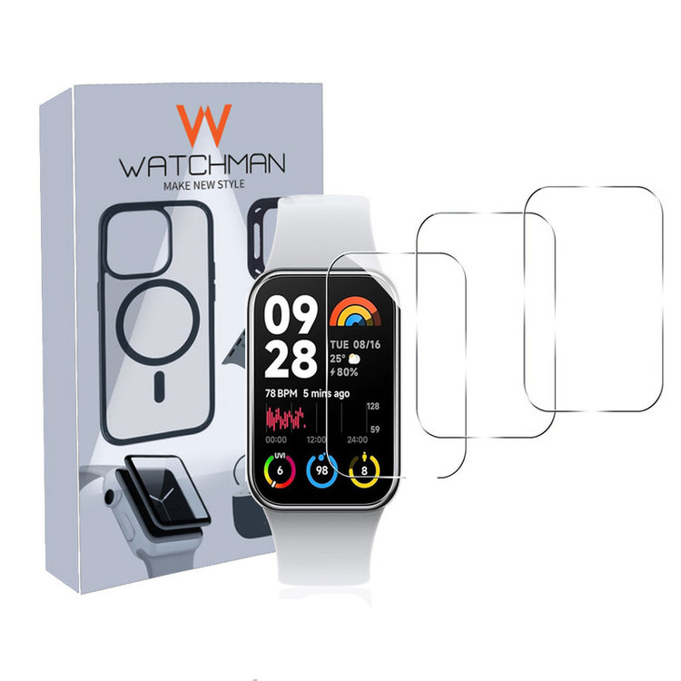 خرید محافظ صفحه نمایش شیشه ای واچ من مدل SH-WM مناسب برای ساعت هوشمند شیائومی mi band 8 pro بسته سه عددی با کیفیت عالی از Zarvan