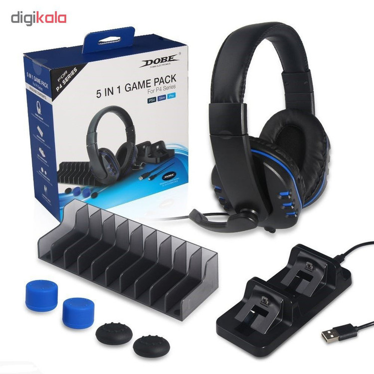 خرید هدست و شارژر دسته دابی 5 کاره مدل Pro-P4 مناسب برای پلی استیشن PS4
