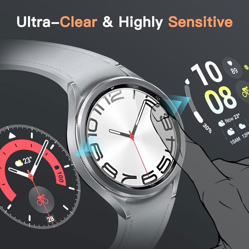 خرید محافظ صفحه نمایش شیشه ای واچ من مدل SH-WM مناسب برای ساعت هوشمند سامسونگ Galaxy Watch 4/5/6/7 سایز 44 میلی متری بسته دو عددی با کیفیت عالی از Zarvan