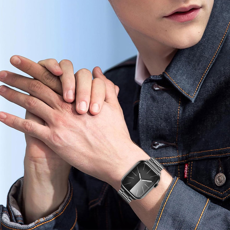 خرید بند واچ من مدل 3Bead Steel مناسب برای اپل واچ سری Se/1/2/3/4/5/6/7/8/9/AluminumCase سایز 41 میلی متری با کیفیت عالی از Zarvan