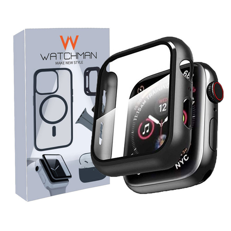 خرید کاور واچ من مدل Full-Wm مناسب برای اپل واچ سری se/1/2/3/4/5/6/7/8/9/2021/2023/aluminum case سایز 45 میلی متری به همراه محافظ صفحه نمایش با کیفیت عالی از Zarvan