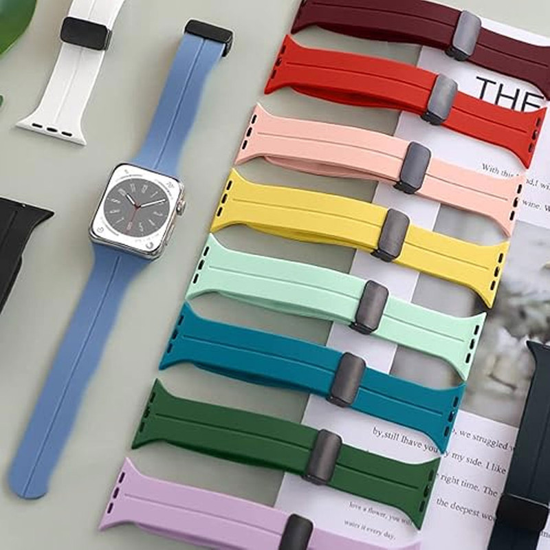 خرید بند واچ من مدل silicone magnet مناسب برای اپل واچ سری Se/1/2/3/4/5/6/7/8/9/AluminumCase سایز 44 میلی متری با کیفیت عالی از Zarvan