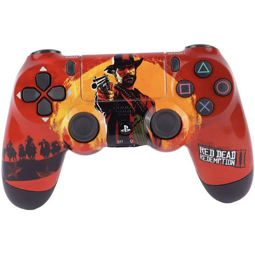 خرید دسته بازی پلی استیشن ۴ مدل DUALSHOK CUSTOM طرح Red dead-2 با کیفیت عالی از Zarvan