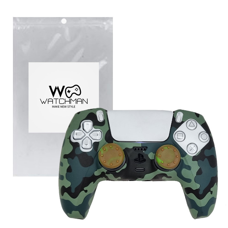 خرید محافظ دسته پلی استیشن 5 واچ من مدل Army1 به همراه روکش آنالوگ با کیفیت عالی از Zarvan