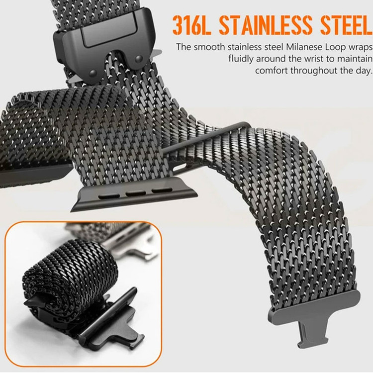 بند واچ من Milanse ORG برای اپل واچ SE/1/2/3/4/5/6/7/8/9/AluminumCase سایز 44 میلیمتری