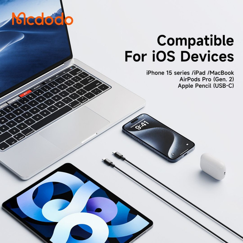 خرید کابل USB-C مک دودو مدل 60W CA-277 طول 1.2 متر با کیفیت عالی از Zarvan