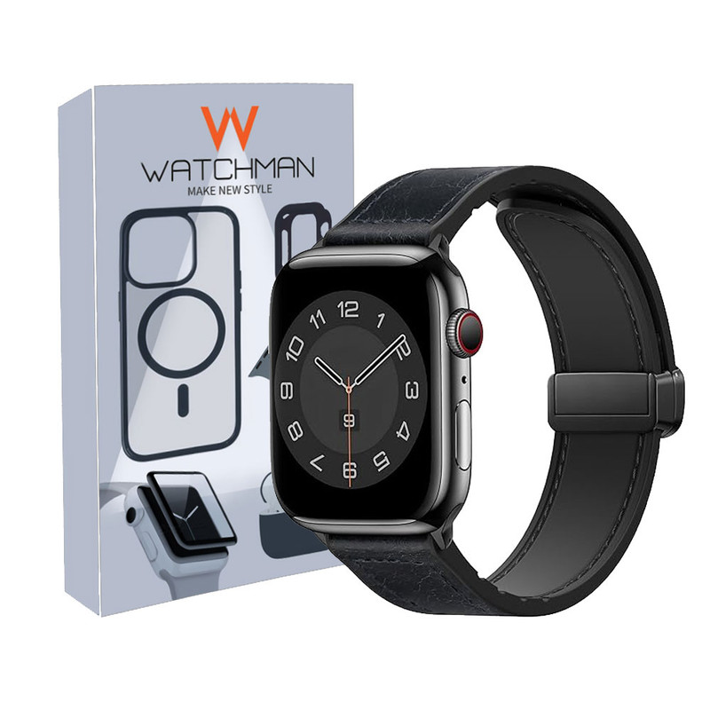 بند واچ من مدل Magnetic Leather اپل واچ سایز 42 تا 49 میلی‌متر