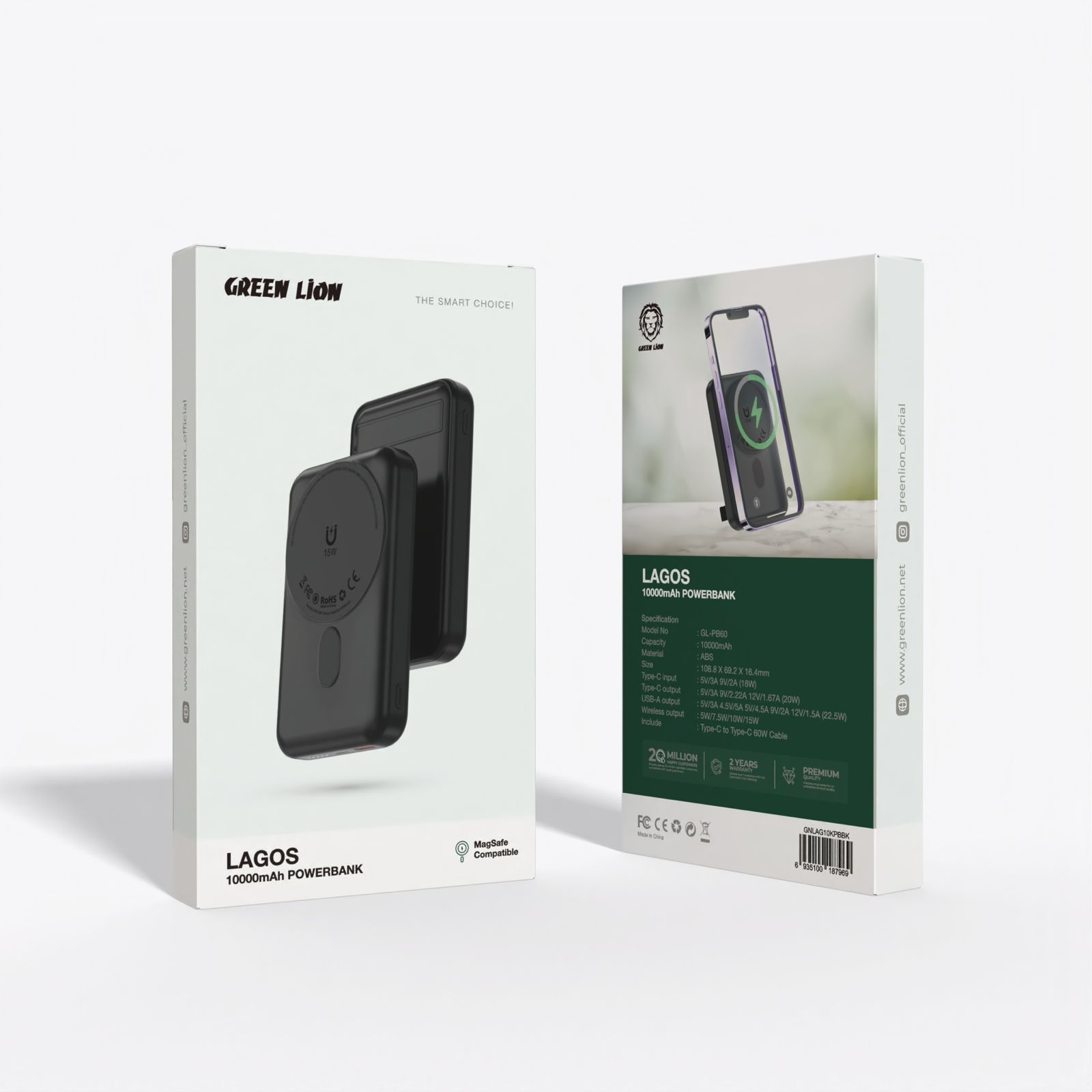 پاوربانک لاگوس مگسیف 10000 میلی آمپر گرین Green LAGOS 10000mAh