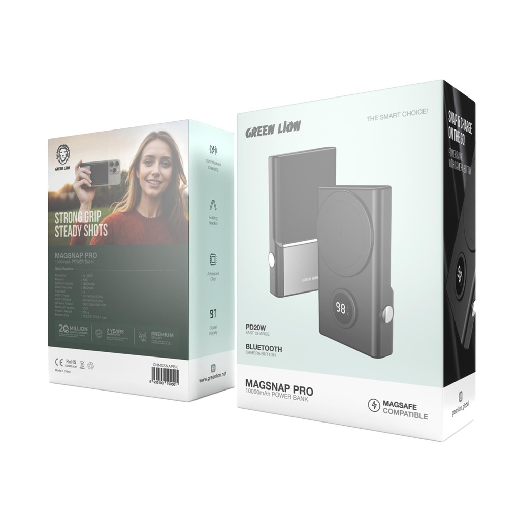 text پاوربانک وایرلس 10000 میلی آمپر گرین لاین مدل Green MagSnap Pro