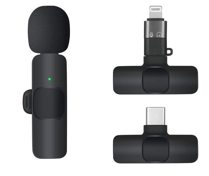 میکروفون یقه ای بی سیم K8 با تبدیل تایپ سی و لایتنینگ