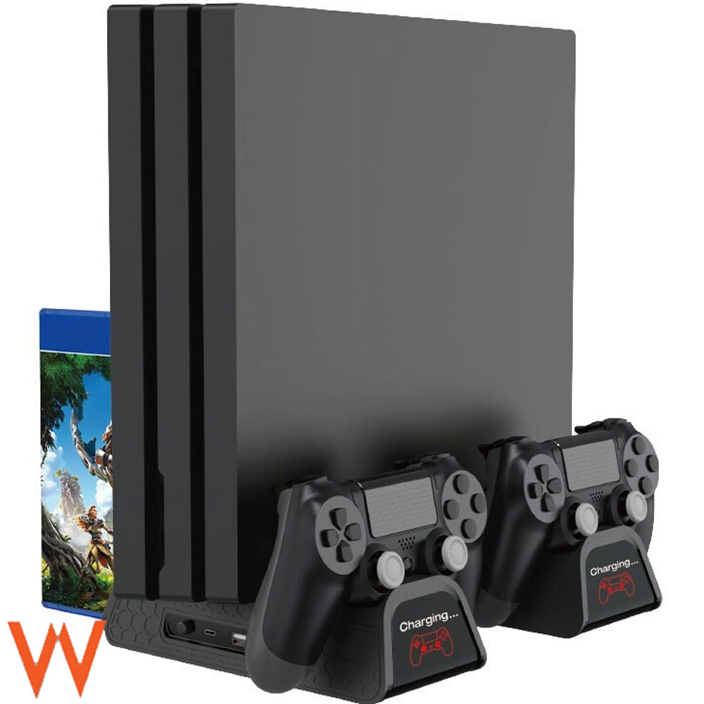 استند و شارژر دسته بازی به همراه فن و جای دیسک پلی استیشن 4 / PS4 دابی مناسب کنسول فت و اسلیم و پرو مدل DOBE PS4 fat /Slim / Pro TP4-882C