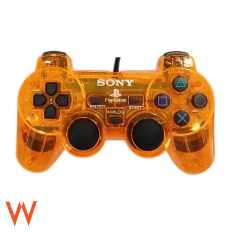 دسته پلی استیشن 2 / PS2 مدل Dualshock 2 سیم ابریشمی بدنه شفاف (کریستالی)