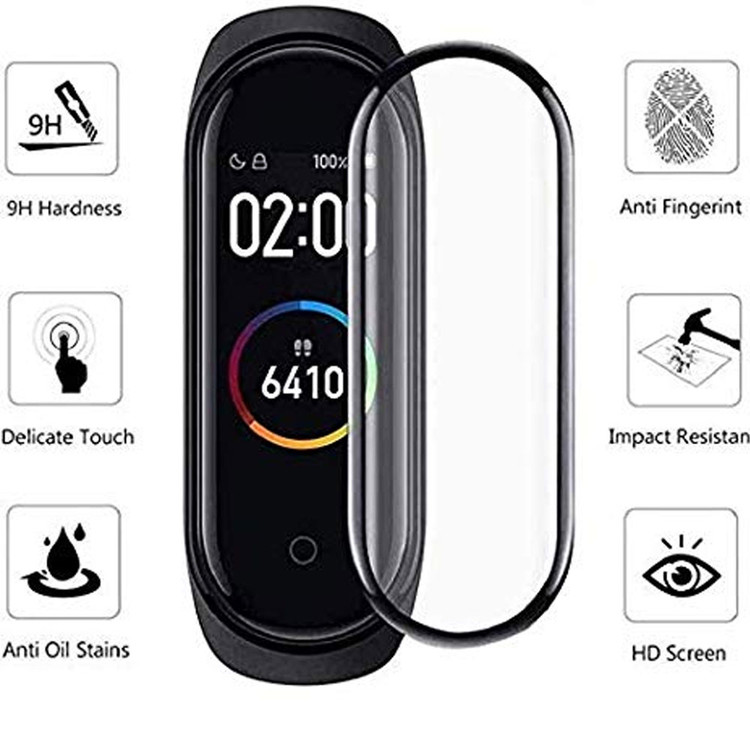 گلس مچ بند هوشمند شیائومی می بند پنج Mi Band 5 مدل نانو pmma 3D wm